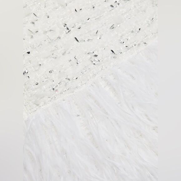 NWOT Milly Raven Feather-Trim Metallic Tweed Minidress, US4/UK8 - Picture 7 of 16